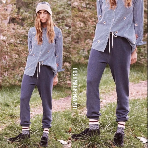 THE GREAT. Pants - THE GREAT Cropped Sweatpants Joggers Blue 0 (XS)